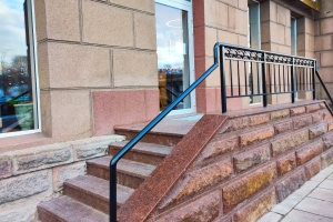 Burnt granite stairs and authentic stone wall - new SIBRUSTA project decorating Gedimino Ave., Vilnius